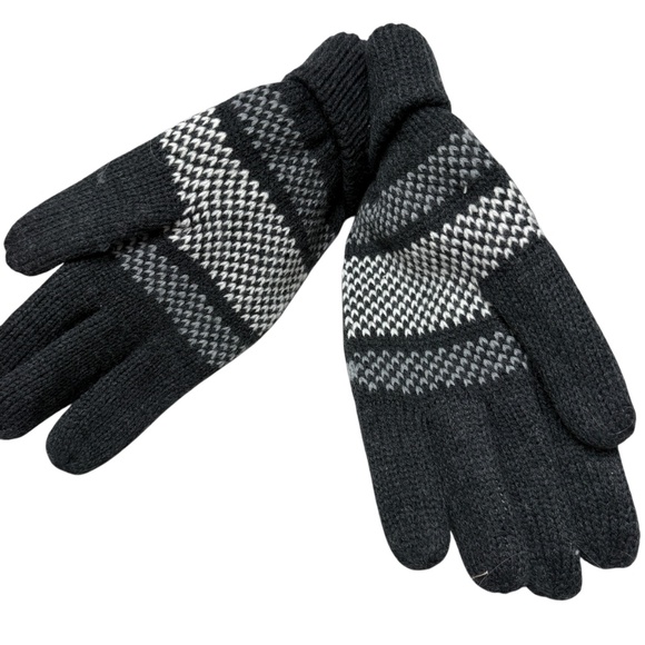 unisex gloves winter THINSULATE NWT black white knit size M/L - Picture 3 of 12